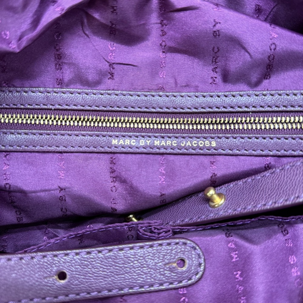 Marc By Marc Jacobs Preppy Pearl Satchel Large Purple Leather Crossbody Zip Y2K - Picture 10 of 10